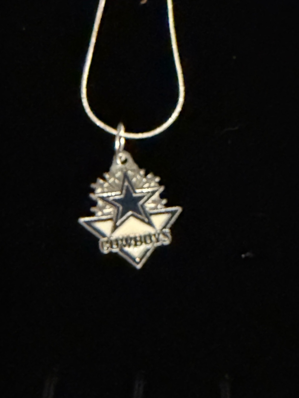 Cowboys Star Pendant Necklace in Silver and Navy